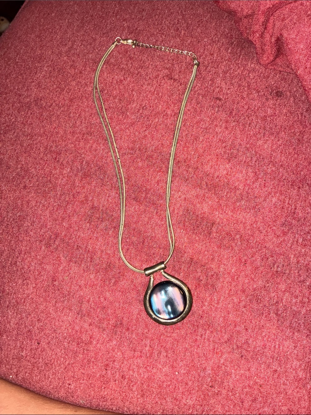 Kenneth Cole Silver-Tone Necklace with Iridescent Blue Pendant